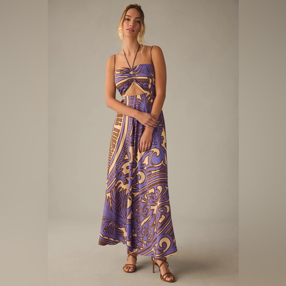 Anthropologie Eugenia Fernández Printed Cutout Maxi Dress Size XL